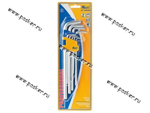 Ключи шестигранные  9 предметов 1,5-10 удлененные KRAFT 700568