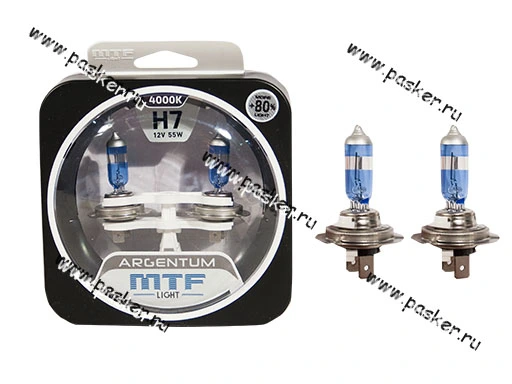 Лампа галоген 12V H7 55W PX26d MTF Argentum +80%  4000К