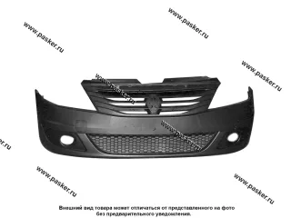 Бампер Renault Logan Кампласт-Т передний 2008-2014 1 фаза 2 с решетками с ПТФ