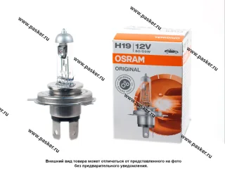 Лампа галоген 12V H19 60/55W PU43t-3 OSRAM 64181L