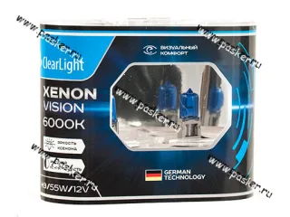 Лампа галоген 12V H3 55W Pk22s ClearLight XenonVision MLH3XV 6000К