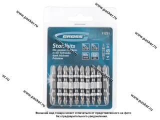 Биты 1/4 10пр крест двуxстор PH2-PH1x45мм Gross11211