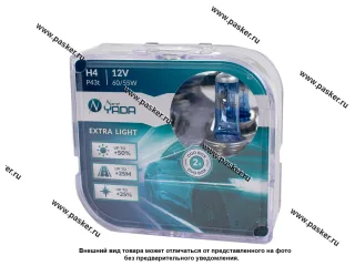 Лампа галоген 12V H4 60/55W P43t Nord YADA EXTRA LIGHT +50% яркости