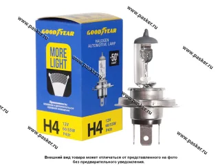 Лампа галоген 12V H4 60/55W P43t Goodyear More Light GY014124 +50%
