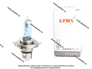 Лампа галоген 12V H4 60/55W P43T-38 SUPER WHITE LYNXauto L10460B