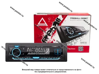 Автомагнитола AURA USB/Bluetooth/MicroSD/FM 4х51W 2RCA ID3 тэги голубая подсветка FIREBALL-305BT